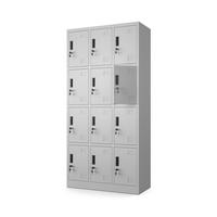 MEHRZWECKSCHRANK mit 12 Fächer Hellgrau Stahl 90x185x40cm - Hellgrau, Metall (90/185/40cm) - Muralo