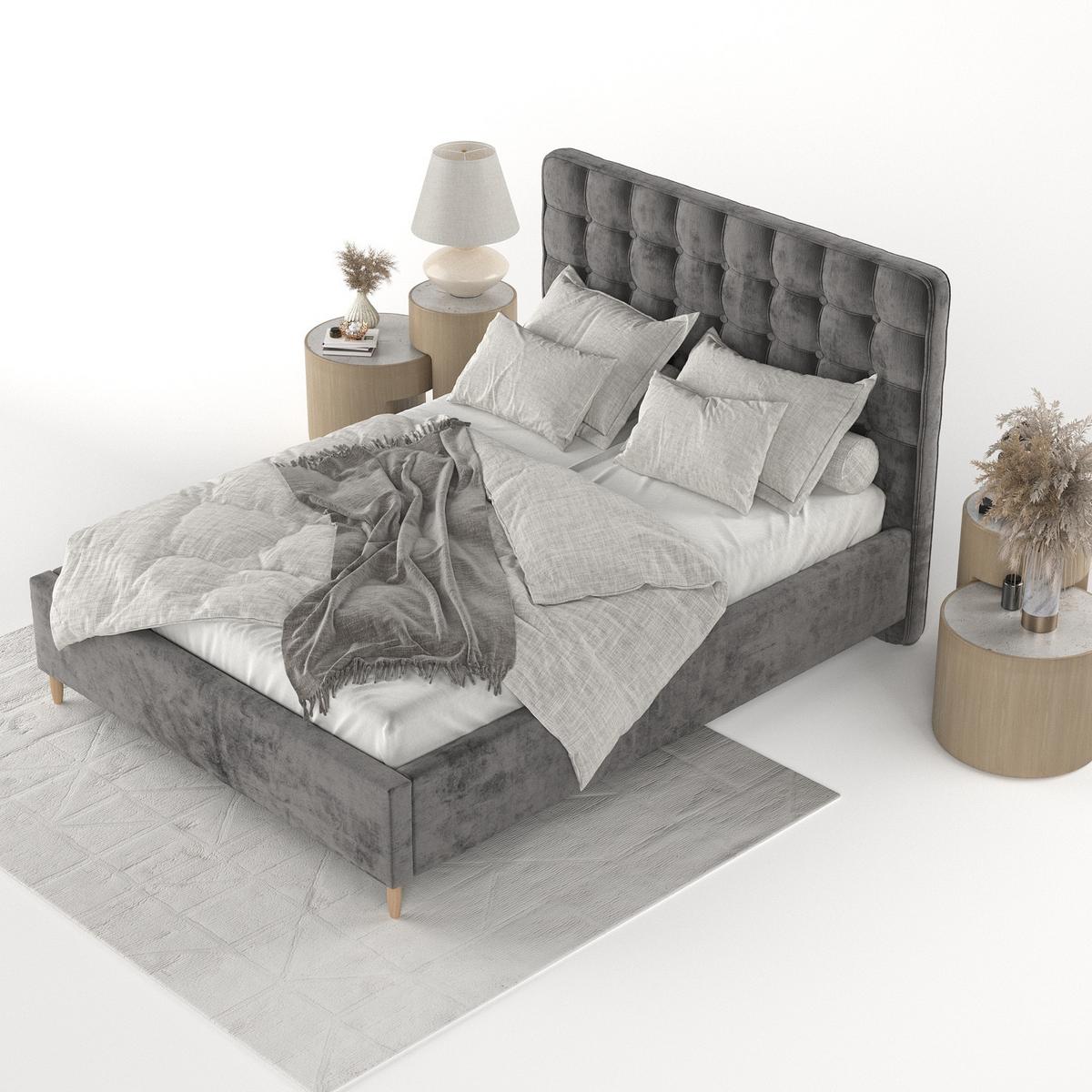 POLSTERBETT Paloma 120/200 cm Anthrazit im Lotta Stoff - Anthrazit/Naturfarben, Holz/Holzwerkstoff (120/200cm) - AltaBeds