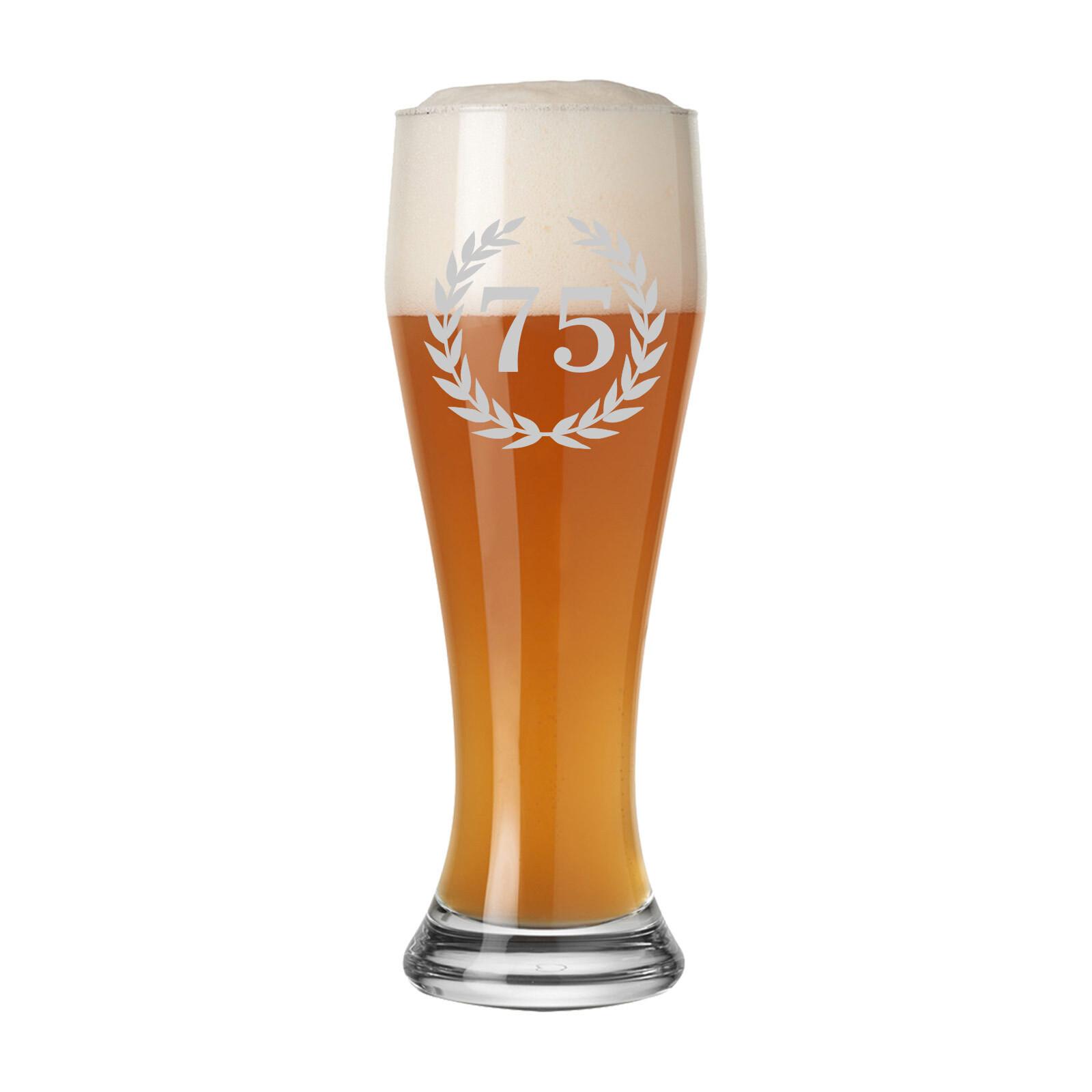 WEIZENBIERGLAS MIT GRAVUR 75. Jubiläum transparent 0,5 l - Transparent, Glas (0.5L) - LUXENTU