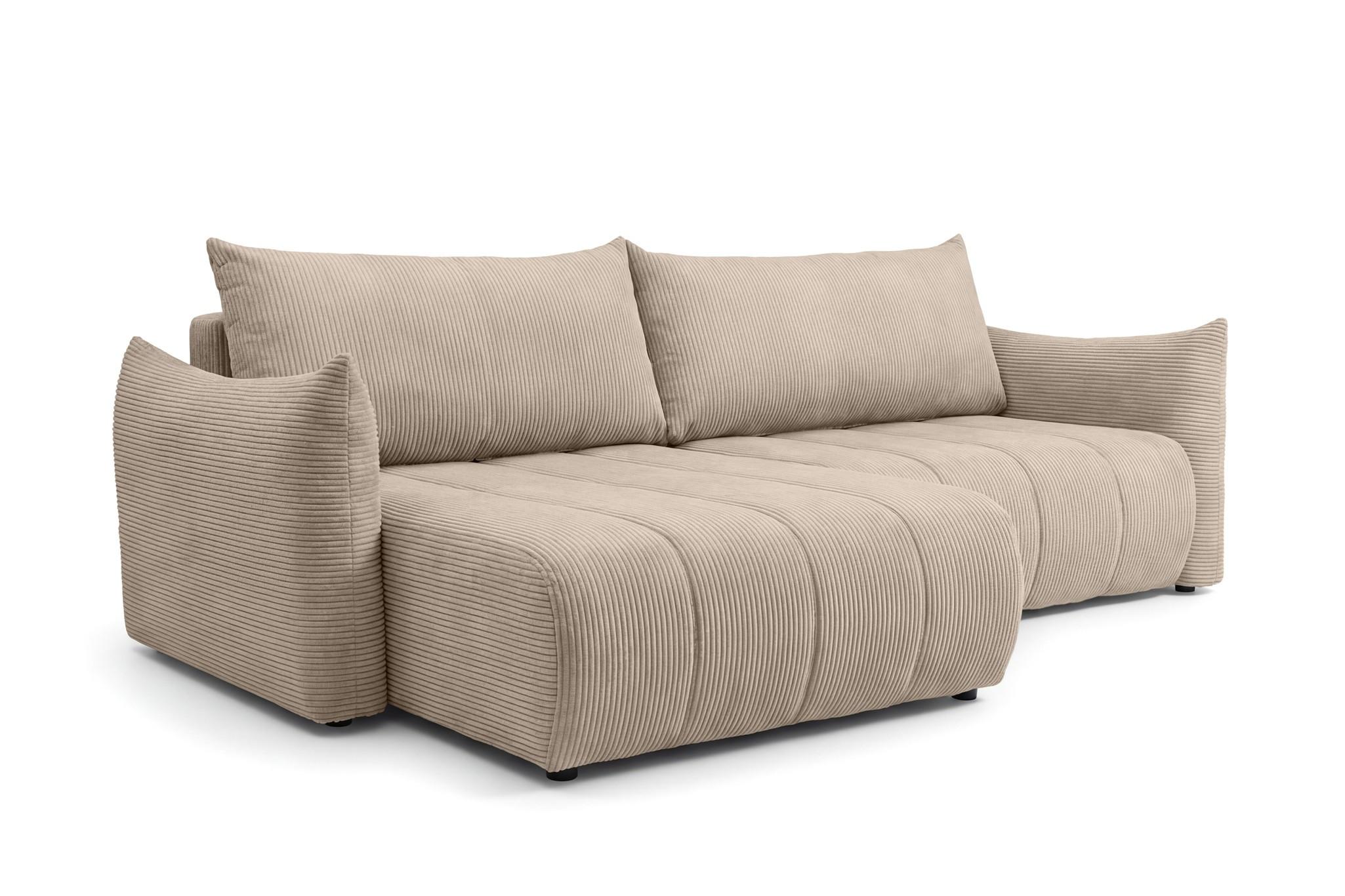 ECKSOFA Ontario Mit Schlaffunktion - Beige, Holzwerkstoff/Textil (154/260cm) - Fun Möbel