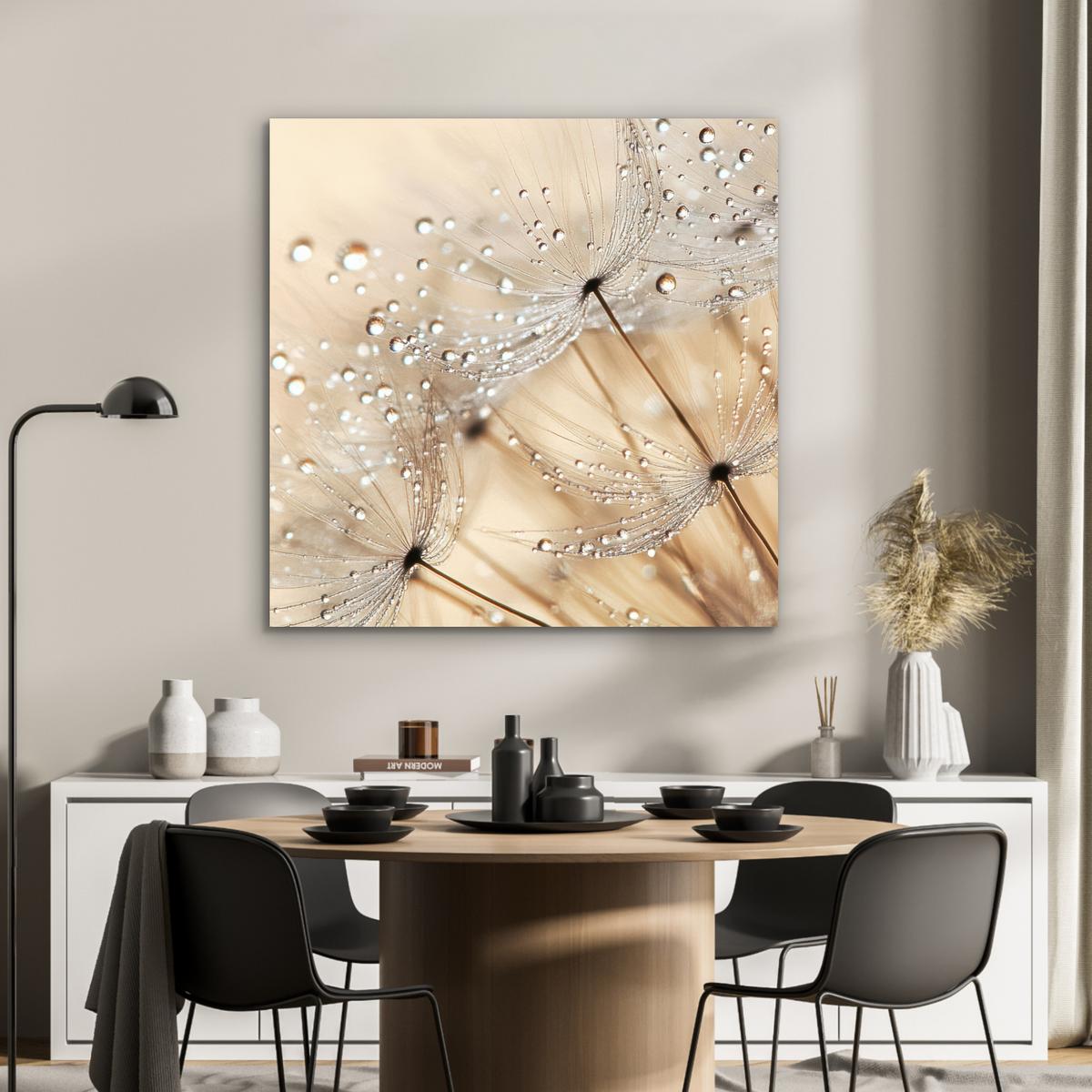 METALLBILD Löwenzahn - Abstrakt - Natur - Beige 90x90 cm - Braun, Metall (90/90cm) - MuchoWow