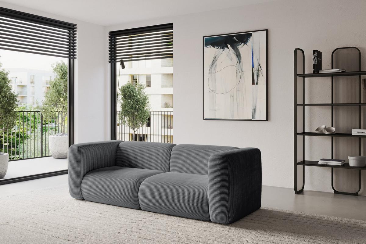 MODULARES Sofa 2-SITZER MIRA-S1 228x89x70 Dunkelgrau cm Cord - Dunkelgrau/Graphitfarben, Holzwerkstoff/Kunststoff (228/70/89cm) - ALTDECOR