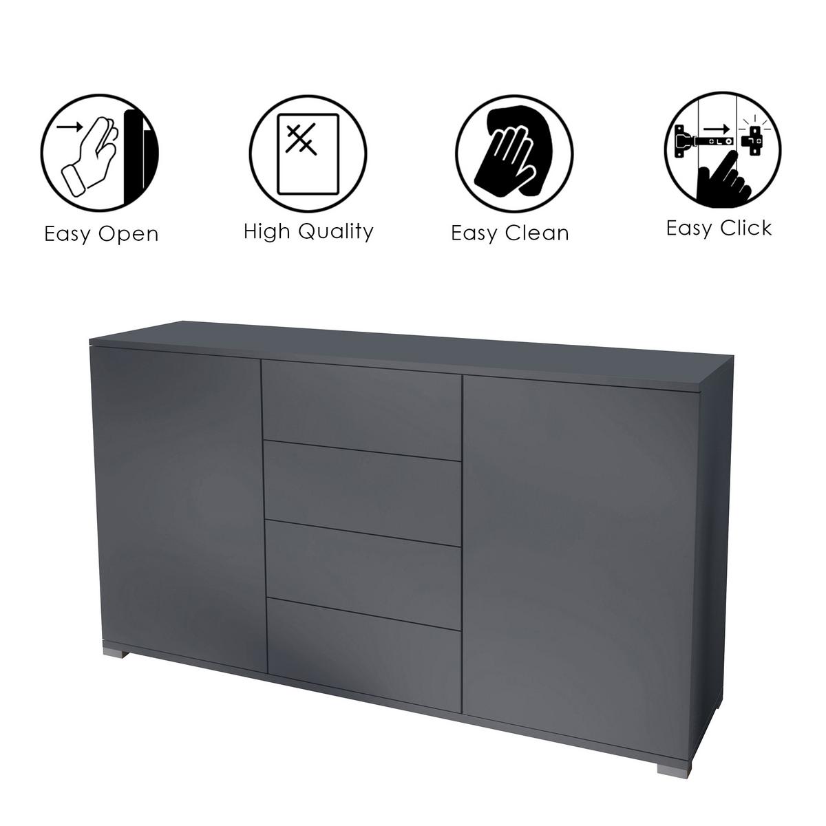 SIDEBOARD Santo Schwarz matt - Schwarz, Holzwerkstoff (138.5/75.5/35cm) - Vladon