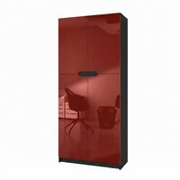 BÜROSCHRANK Logan Fronten in Bordeaux Hochglanz - Bordeaux, Holzwerkstoff (82/184/37cm) - Vladon