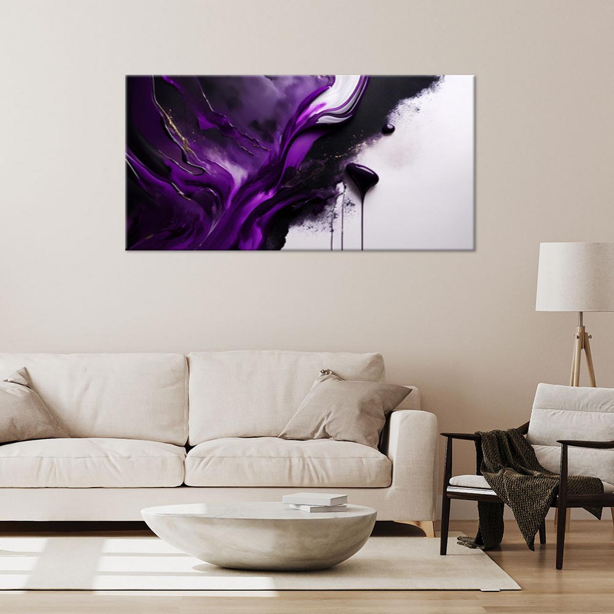LEINWANDBILD Violett Lila Abstrakt Farbe 120x60cm - Lila, Textil (120/60cm) - Feeby
