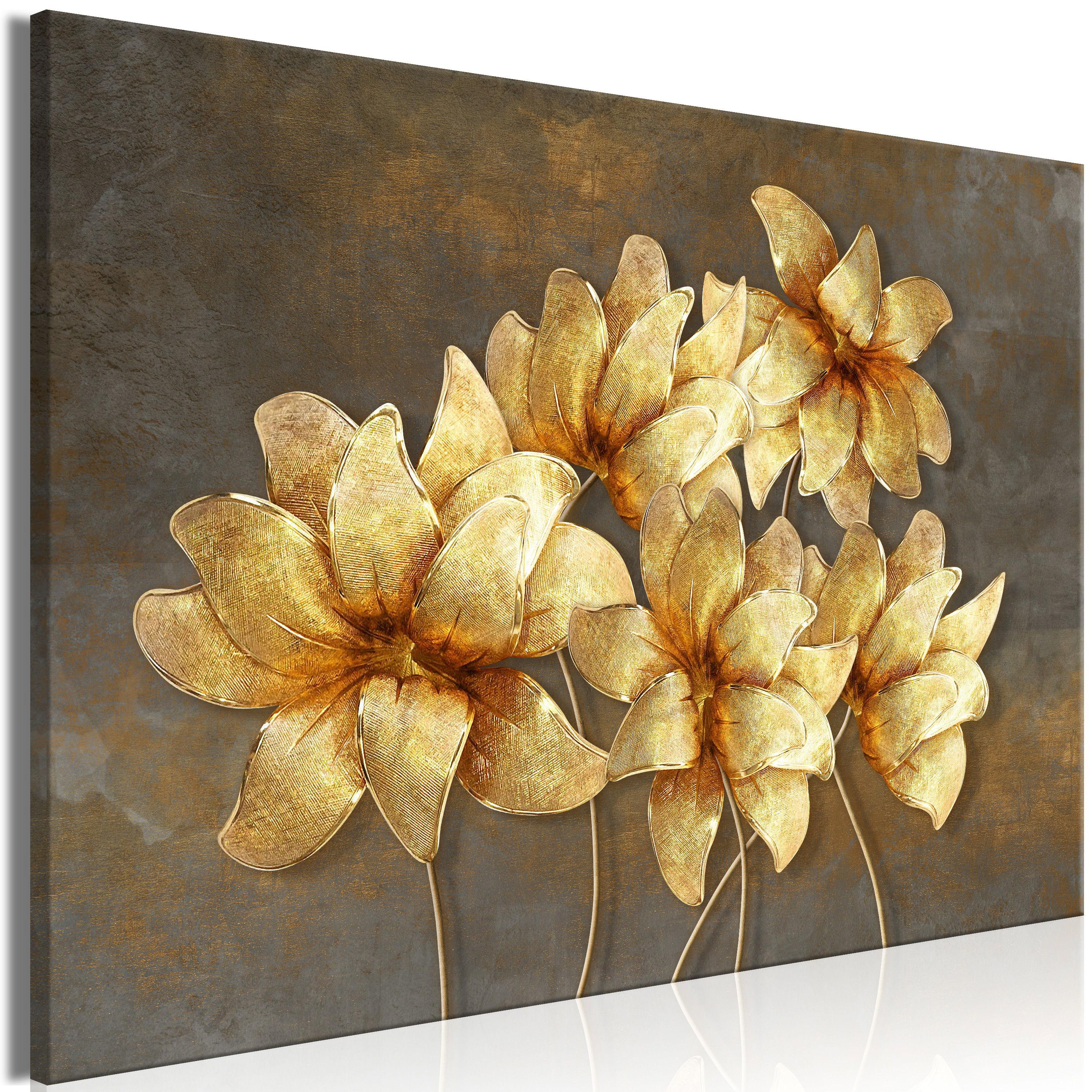 KUNSTDRUCK Gold 60/40 cm - Goldfarben/Grau, Textil (60/40cm) - KUNSTLOFT