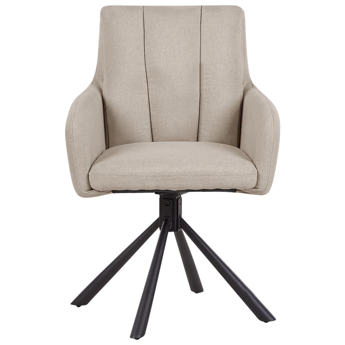 ESSZIMMERSTUHL 2er-Set drehbar Stoff Taupe Sardoal - Taupe, Textil (56/86/65cm) - Beliani