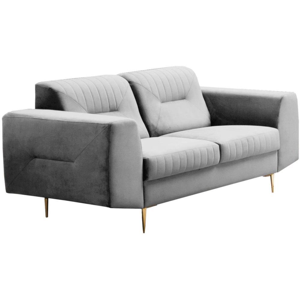 2-SITZER SOFA Venezia hellgrau mit goldenen Beinen - Goldfarben/Hellgrau, Textil/Metall (172/85/94cm) - Beautysofa