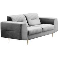 2-SITZER SOFA Venezia hellgrau mit goldenen Beinen - Goldfarben/Hellgrau, Textil/Metall (172/85/94cm) - Beautysofa