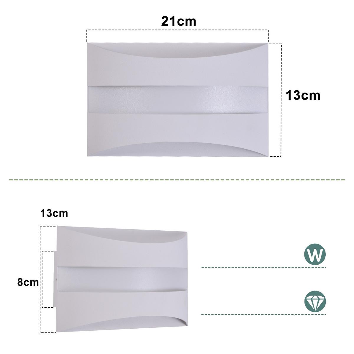LED-WANDLEUCHTE Twinkling 21/13/8 cm - Weiß, Metall (13/8/21cm) - ZMH