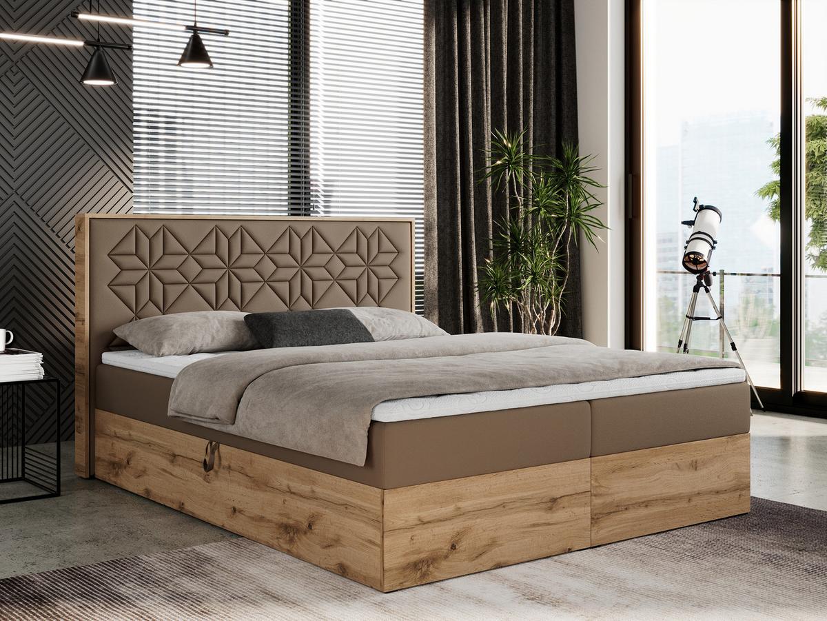 BOXBETT NESSI - 120/200 Braun Kunstleder - H3 - Braun, Holz/Textil (120/200cm) - MKS