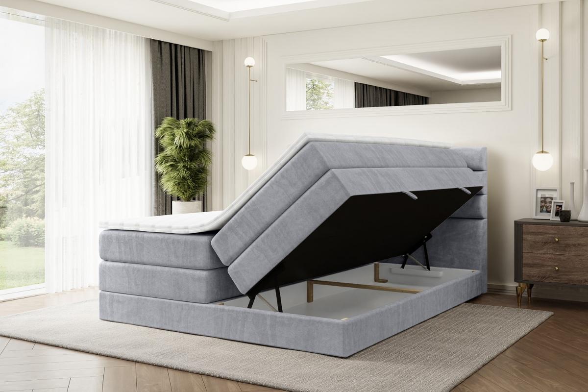 BOXSPRINGBETT CELESTIA KING - 140x200 - H3/H4 - Hellgrau - Hellgrau, Holzwerkstoff (140/200cm) - ALTDECOR