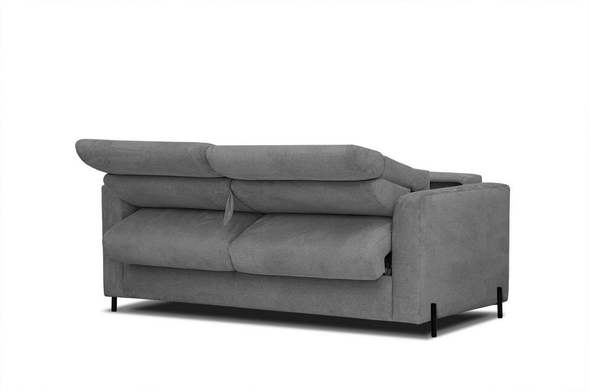 SOFA MEZO 3-Sitzer mit Schlaffunktion, grau - Schwarz/Grau, Holz/Textil (232/90/107cm) - Wozimo