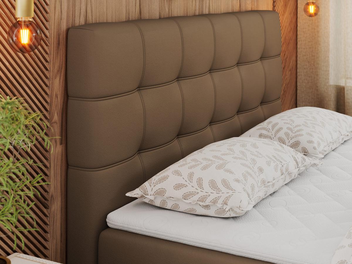 BOXBETT ERNI 160/200 - Braun Kunstleder - H3 - Braun, Holz/Textil (160/200cm) - MKS