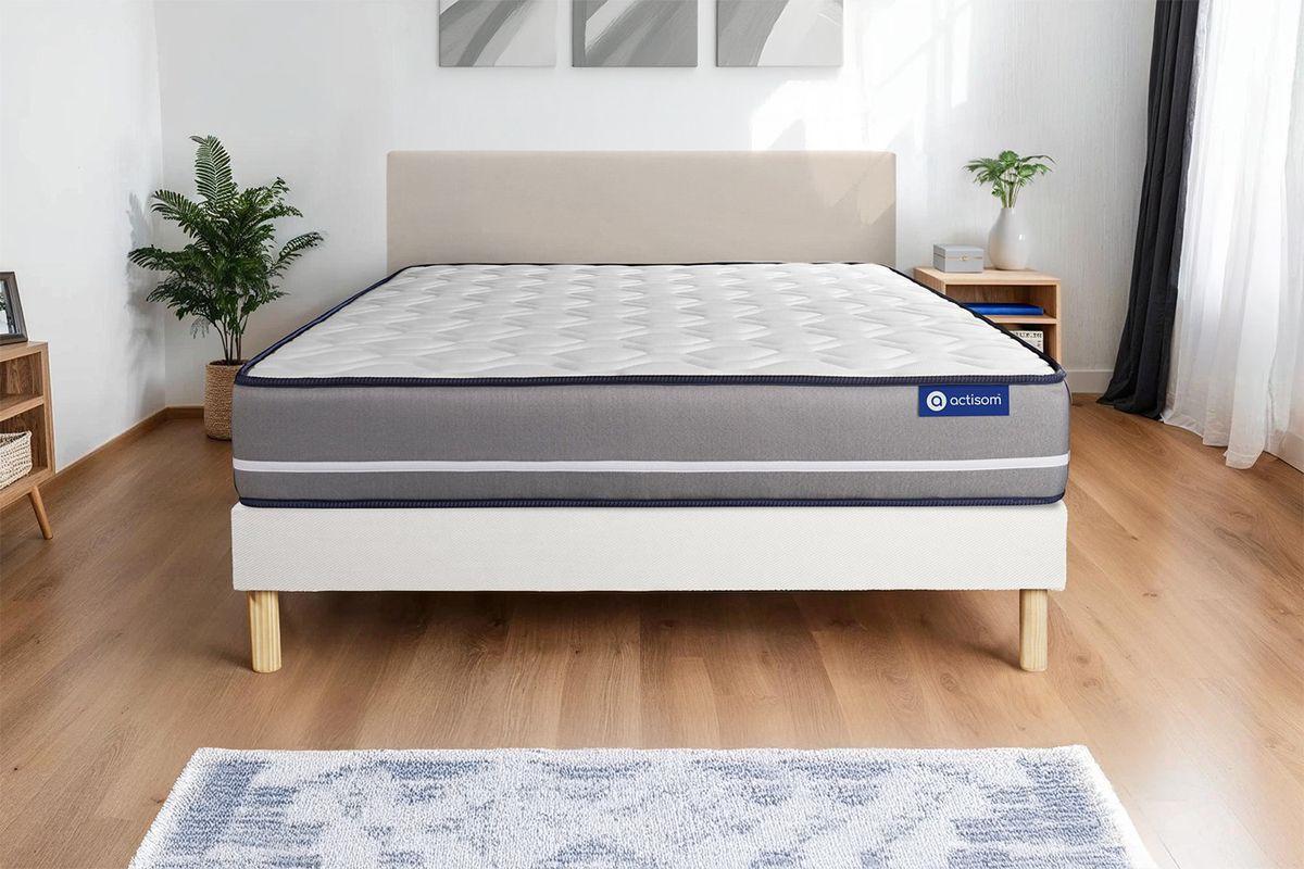 BETT Actimemo pur Memory-Schaum 80 x 200 cm h3 - Kit Bettgestell Weiß - Beige/Weiß, Karton/Holz (80/200cm) - ACTISOM