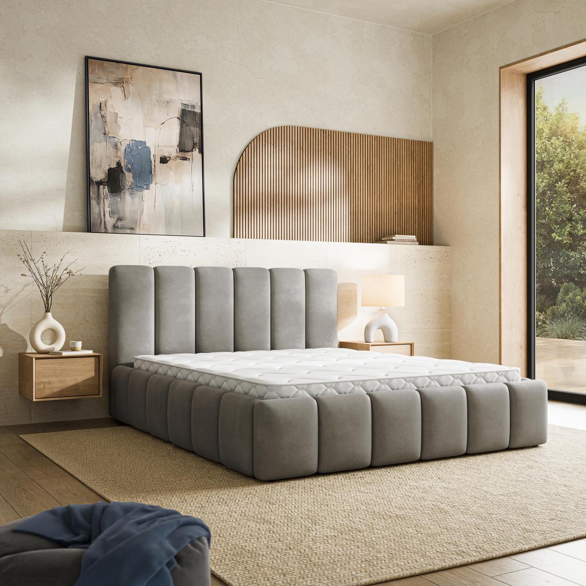 POLSTERBETT RANIS 200x200 cm mit Bettkästen - Grau - Grau, Holz/Textil (200/200cm) - MASSENO