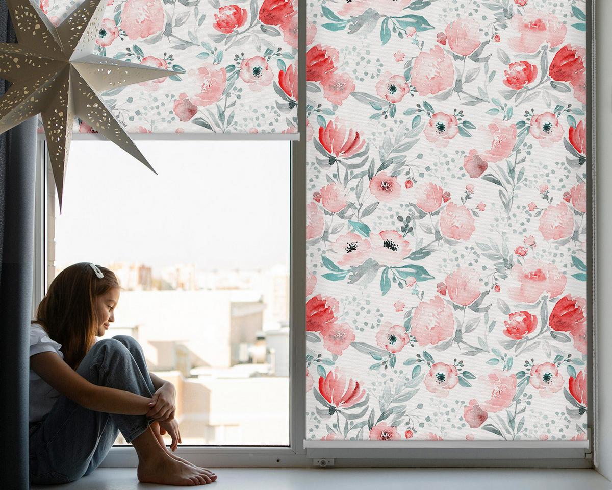 INNENROLLO - Fensterrollo - Rollo - 100x180 cm - Rosa Mohnblume - Pink, Kunststoff (100/180/0.5cm) - TULUP