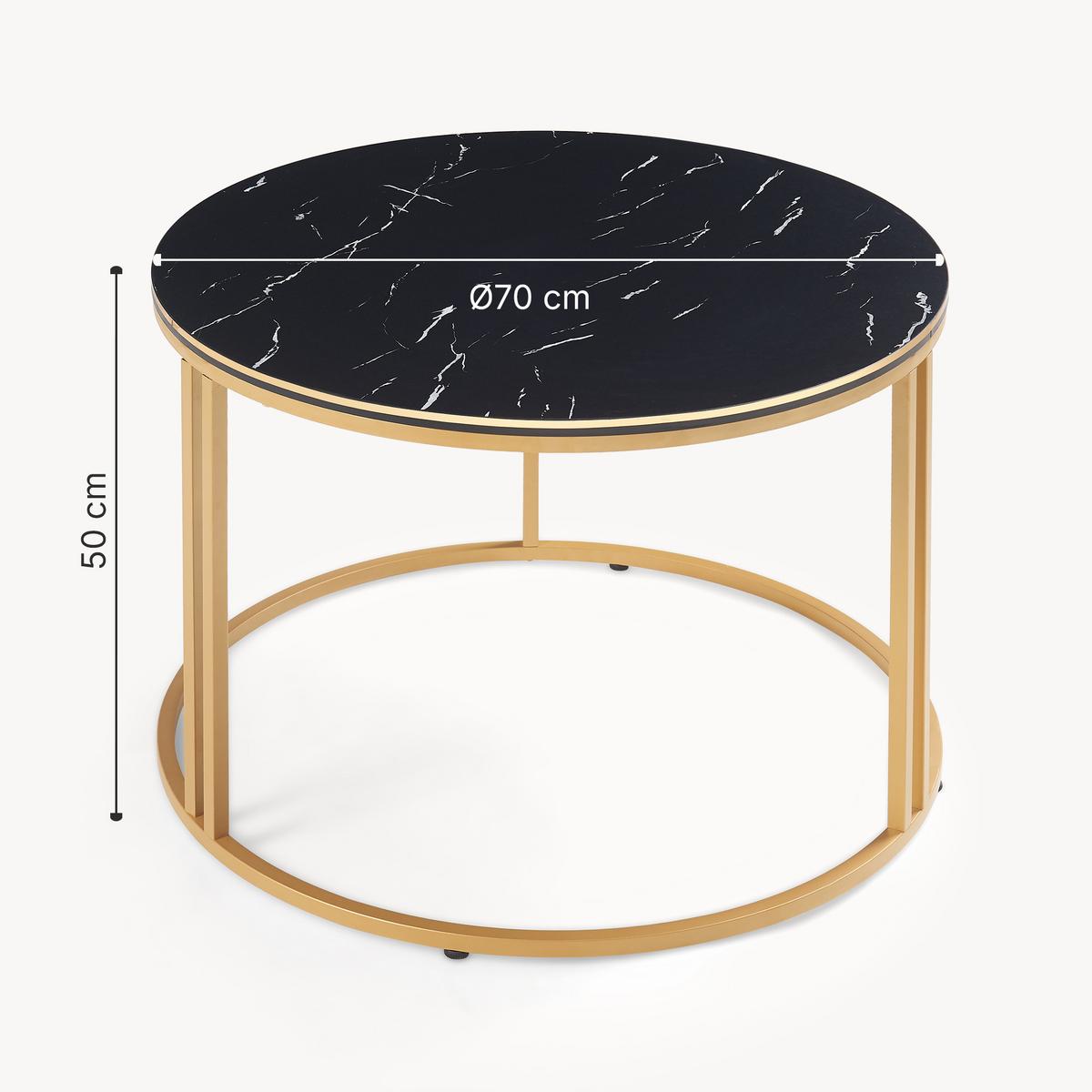 COUCHTISCH Aulum 70/70/50 - Goldfarben/Schwarz, Holzwerkstoff/Metall (70/70/50cm) - [en.casa]