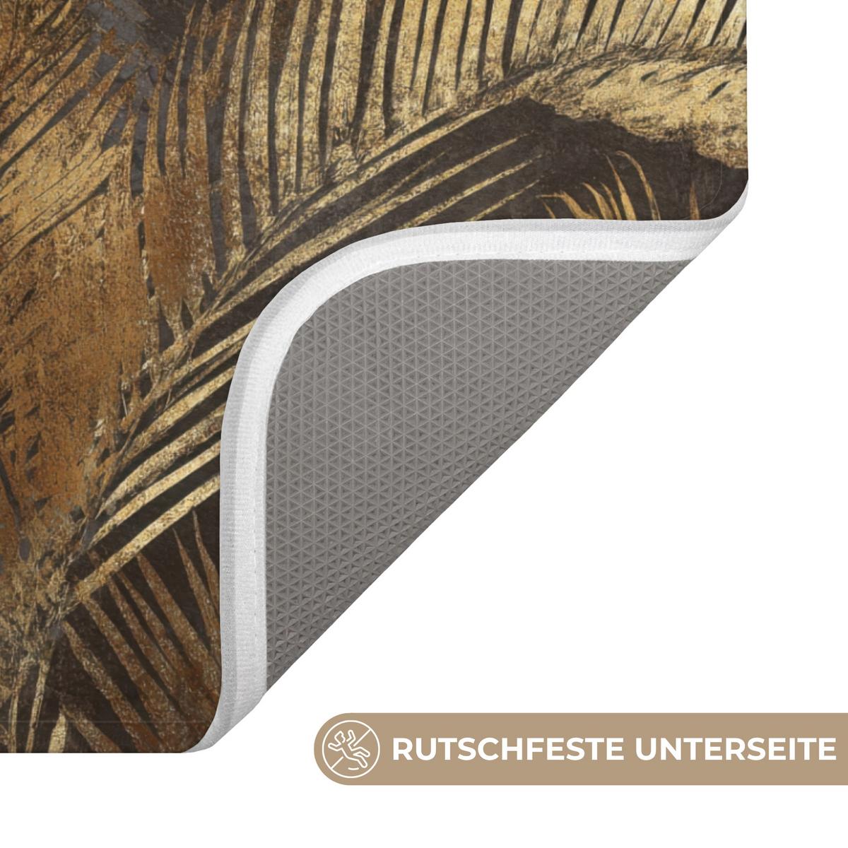 WC-VORLEGER Tropisch - Blätter - Gold Toilettenvorleger 55x60 cm - Goldfarben, Textil (55/1cm) - OnlyWow