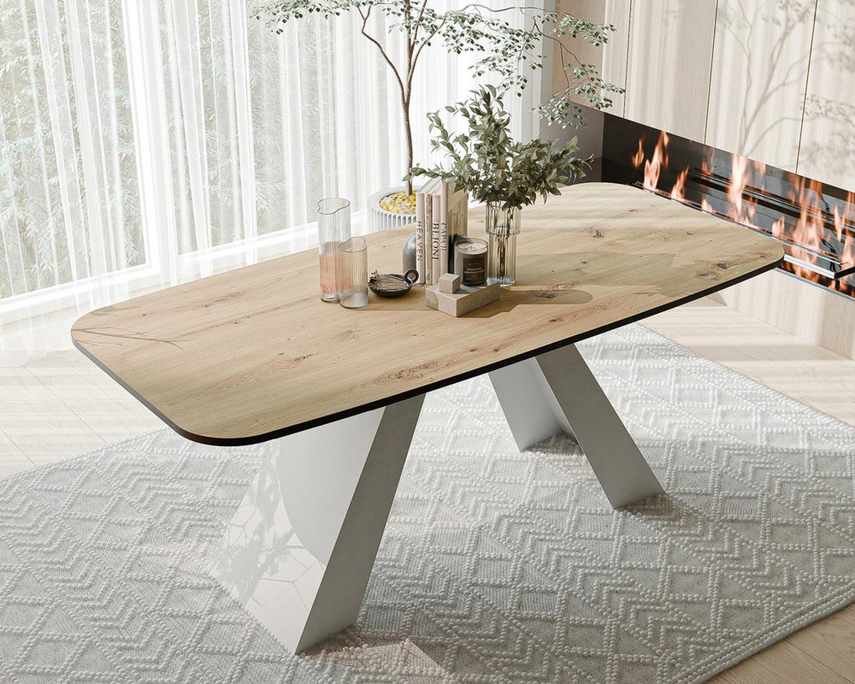 AUSZIEHTISCH ZENITH 180/90/76 cm mit Metallgestell, Weiß / Artisan-Eiche - Eiche Artisan/Weiß, Holzwerkstoff/Metall (90/180/76cm) - Idohome