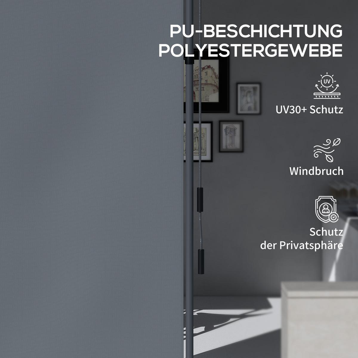 SENKRECHTMARKISE, Polyester, Dunkelgrau - Dunkelgrau, Metall (2.8/310/150cm) - Outsunny