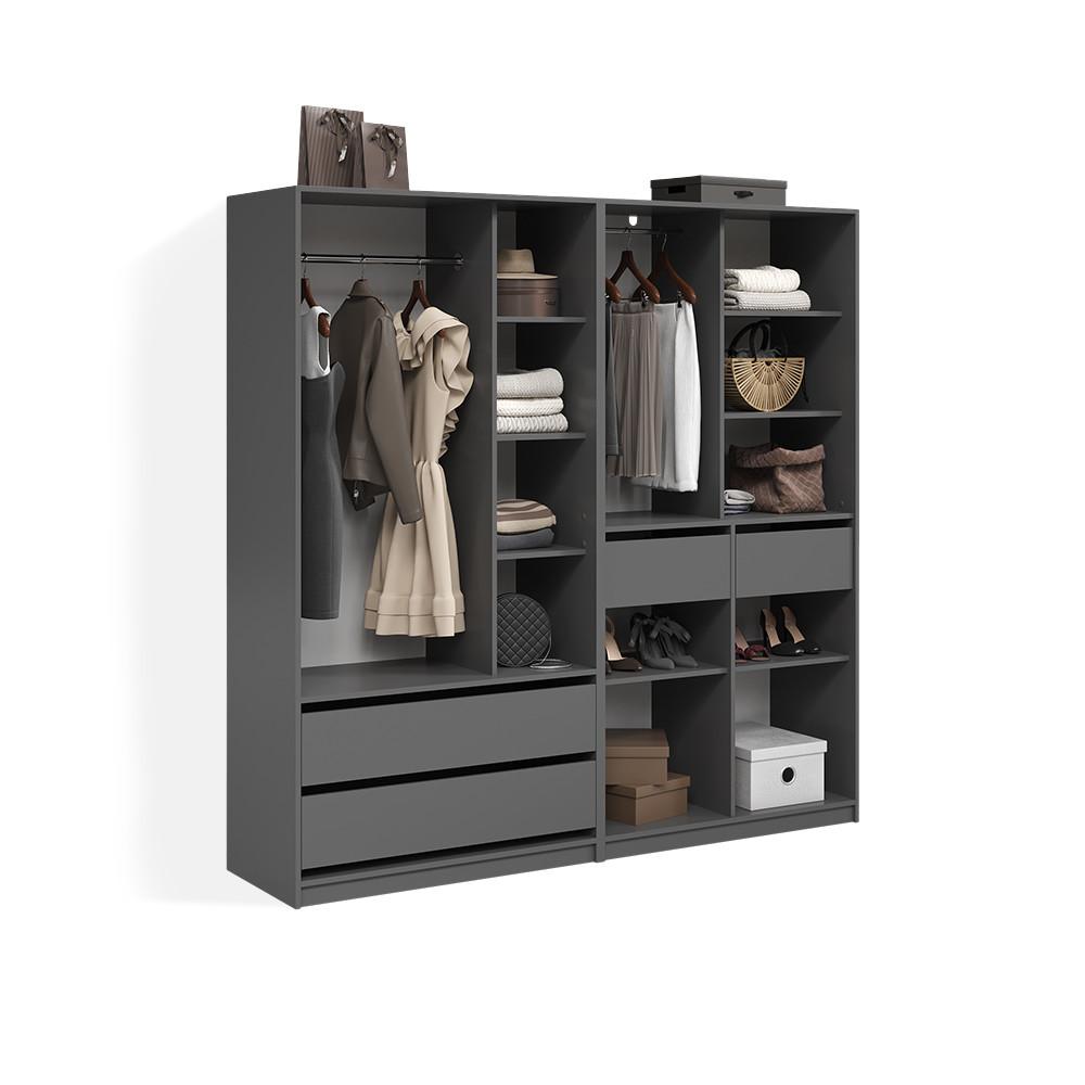 KLEIDERSCHRANK Trento Anthrazit 2er Set - Anthrazit, Holzwerkstoff (100/200/50cm) - Livinity®