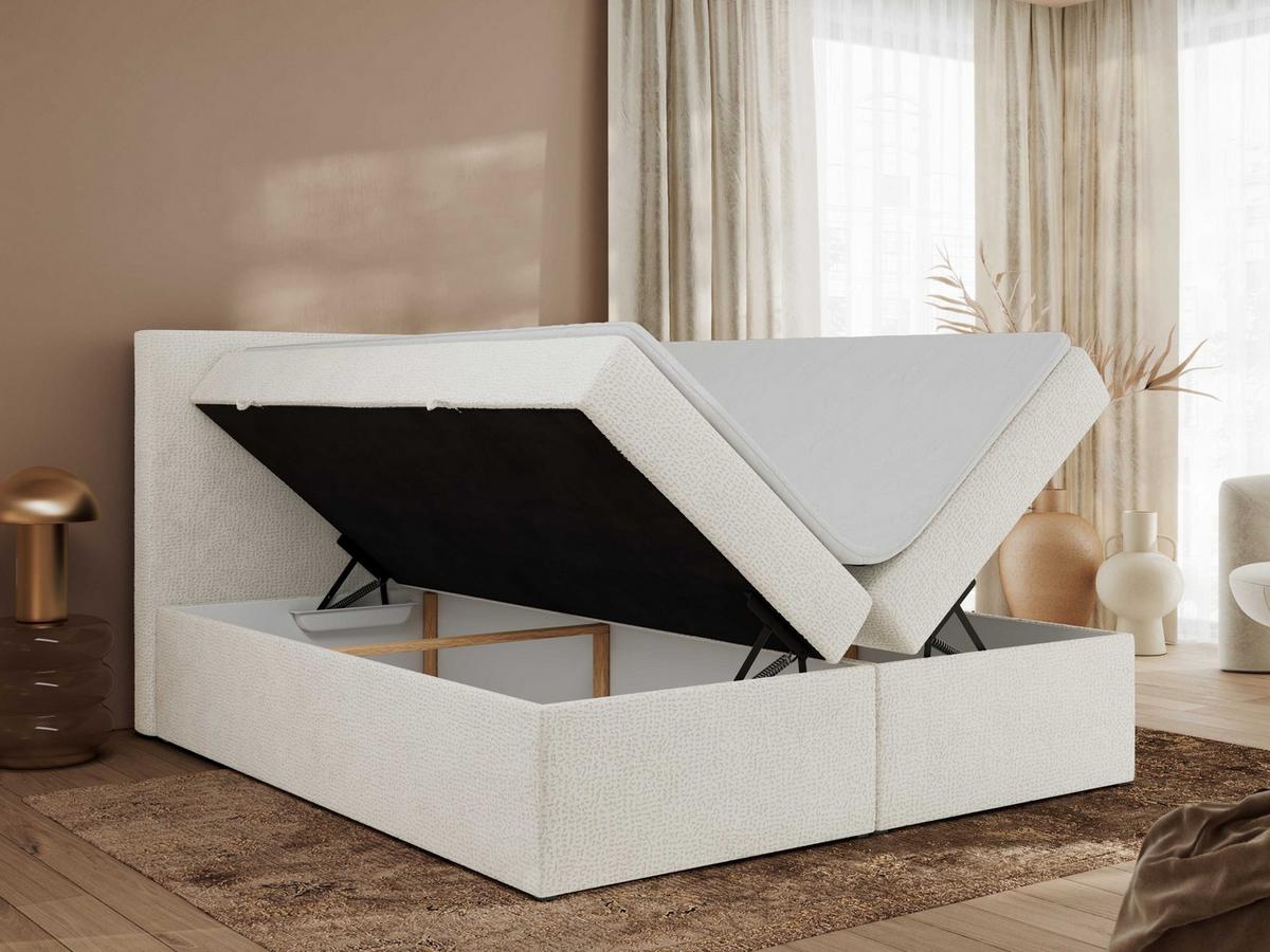 BOXBETT JAGUAR 140/200 - Creme Struktur - H3 - Ecru, Holz/Textil (140/200cm) - MKS