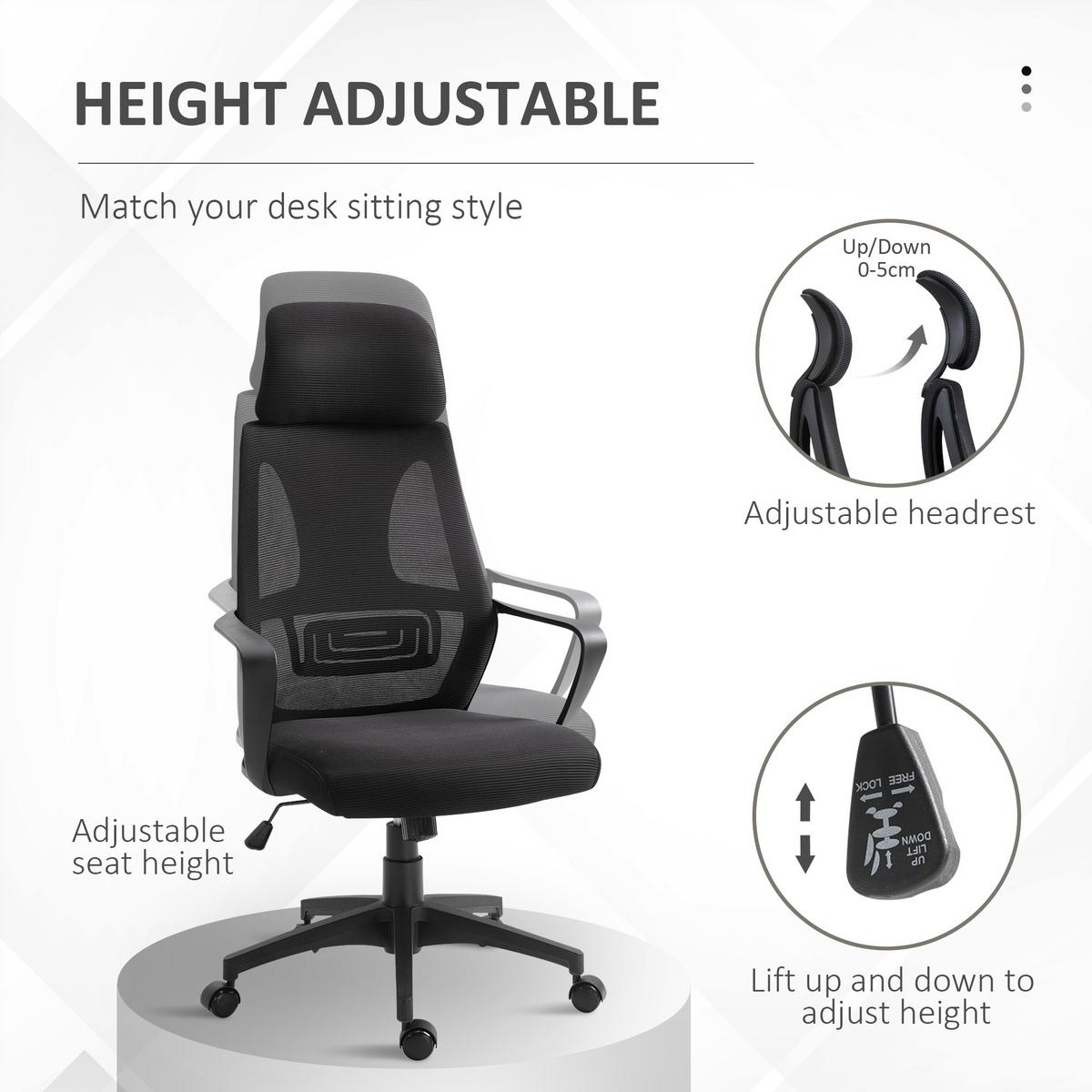 BÜROSTUHL Polyester Schaumstoff Schwarz - Schwarz, Kunststoff (55/126/64cm) - Vinsetto