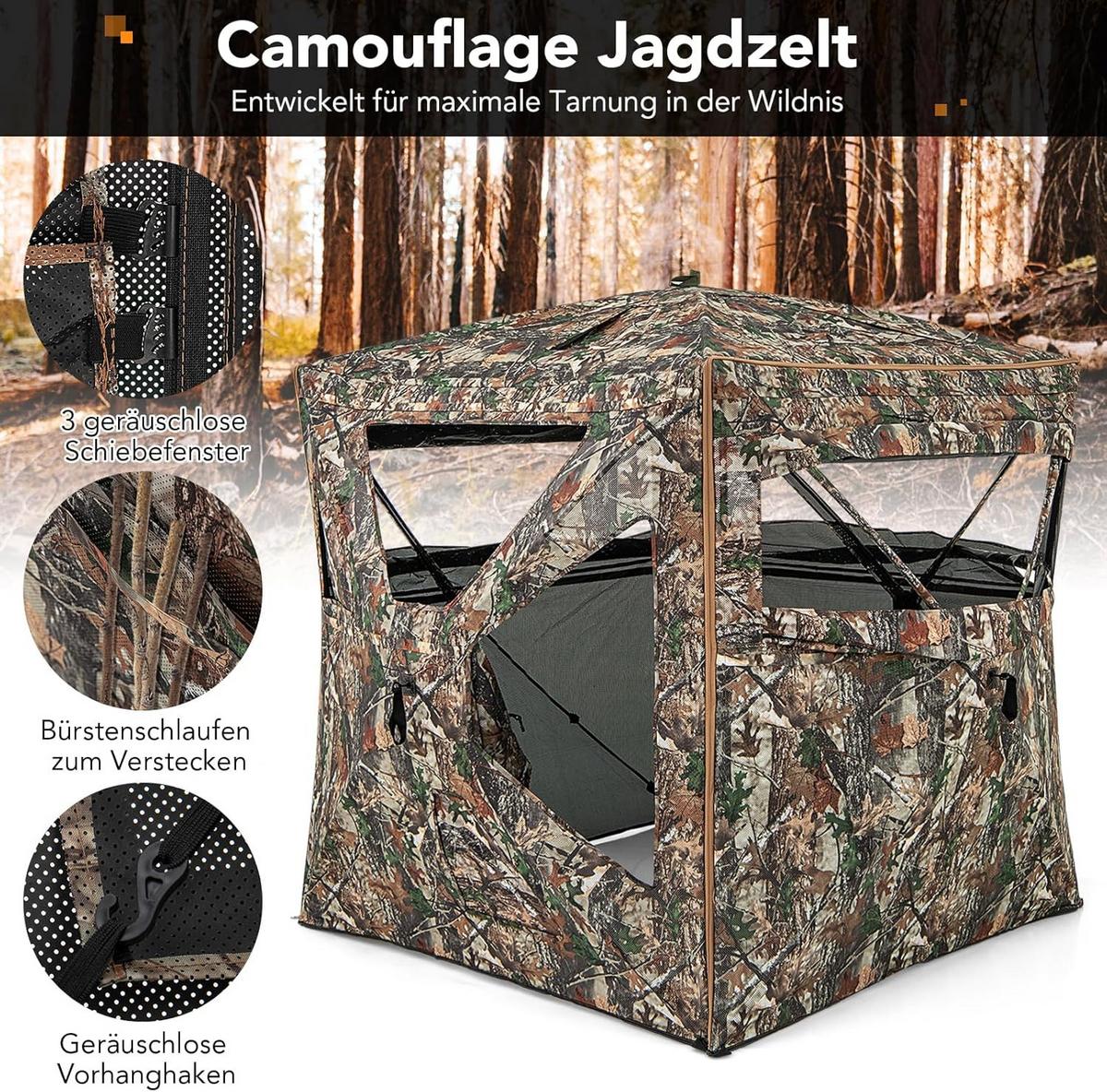 JAGDZELT Camouflage - Multicolor, Textil (148/164/148cm) - COSTWAY