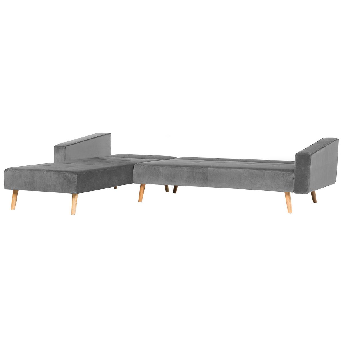 ECKSOFA Samtstoff Grau Vadso - Grau, Textil (303/98cm) - Beliani