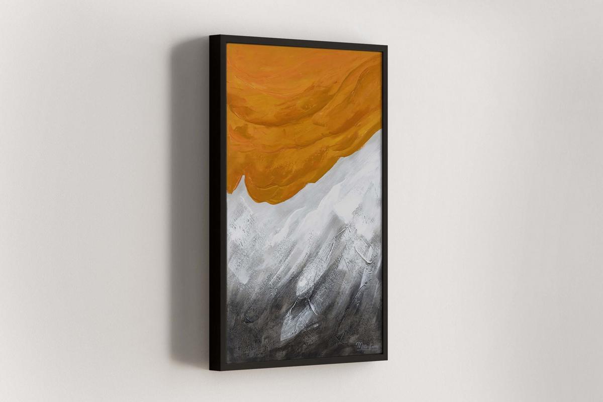 ACRYLBILD HANDGEMALT 60/90 cm - Orange/Grau, Holz/Textil (60/90cm) - KUNSTLOFT