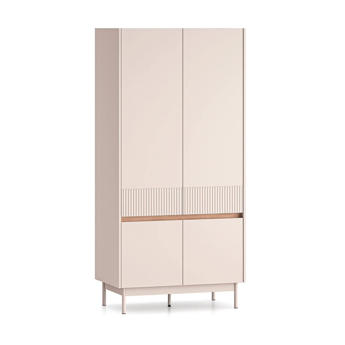 SCHRANK 4 Türen Connie Kaschmir und Holz - Beige, Holzwerkstoff (91.9/192.8/53cm) - Petits-meubles