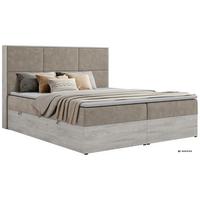 BOXBETT DELNOR 160/200 - Greige Stukture - Topper Visco - H4 - Greige/Schwarz, Kunststoff/Textil (160/200cm) - MKS