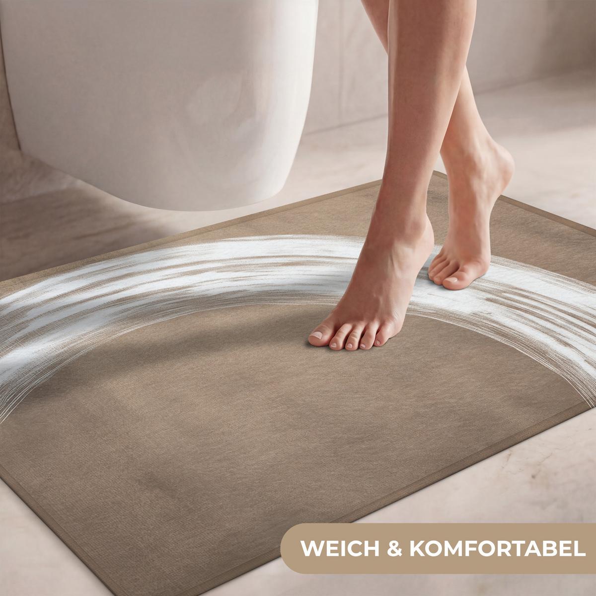 WC-VORLEGER Farbe - Braun - Japandi Toilettenteppich 90x60 cm - Mokka, Textil (90/1cm) - OnlyWow