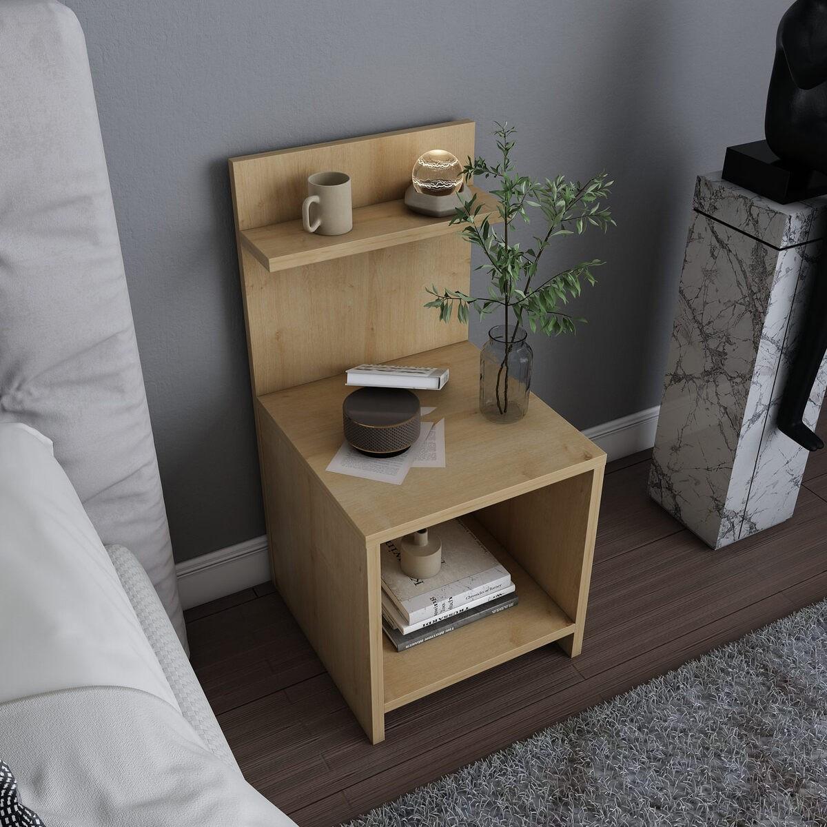 NACHTTISCH mit 1 Fach ullman 35,6/37,4/72 cm - Eschefarben, Holzwerkstoff (37.4/72/85.5cm) - Calicosy