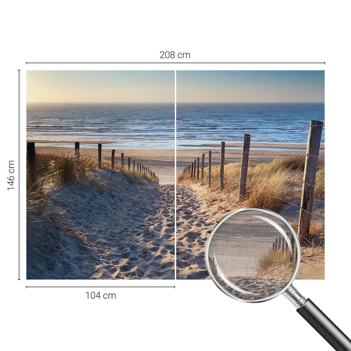 FOTOTAPETE 208x146 cm - Strandweg - Weiß, Textil (208/146cm) - Wallfluent