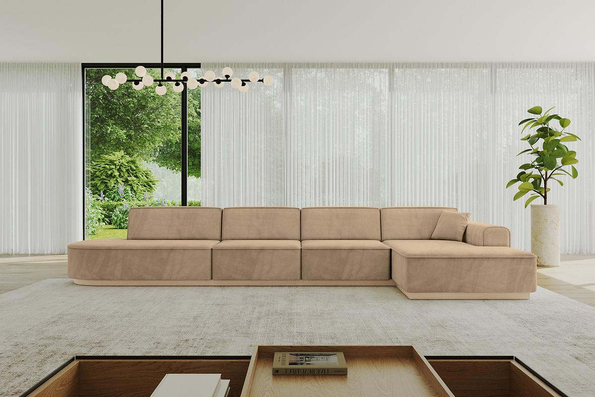 ECKSOFA Ottomane Rechts IREA-L3 - 413x171x83 cm Beige - Beige, Holzwerkstoff/Textil (171/413cm) - ALTDECOR