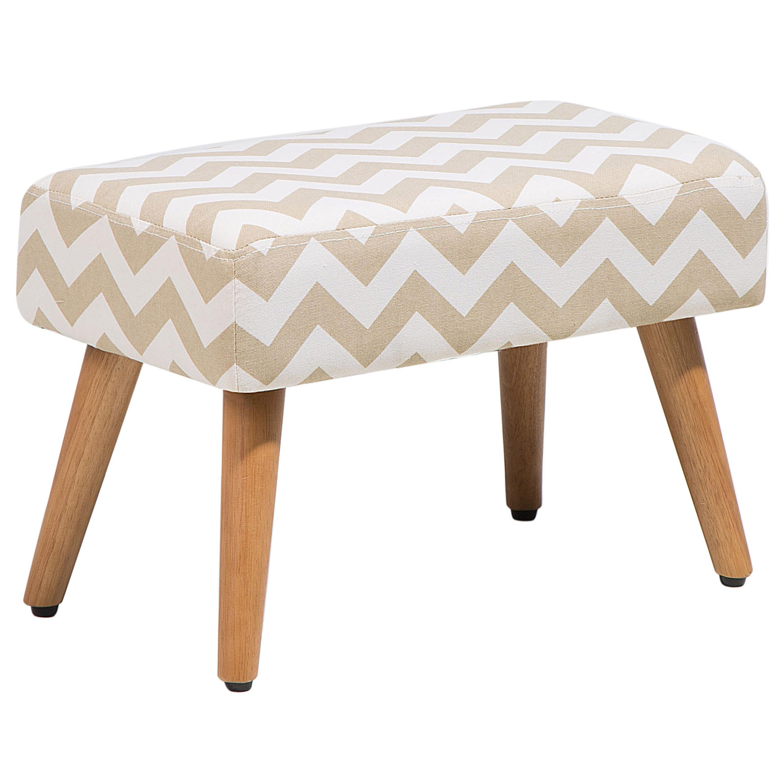 HOCKER Takoma 30/50/35 cm - Beige/Weiß, Naturmaterialien/Textil (50/35/30cm) - Beliani