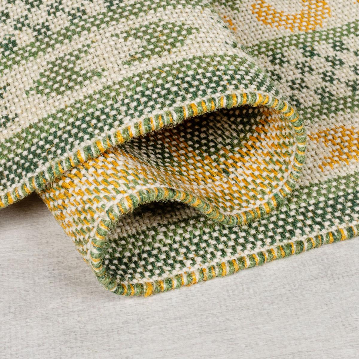 JUTETEPPICH CAM, im Boho-Stil, Grün-Gelb, 200 x 290 cm - Grün, Textil (290/200cm) - KADIMA DESIGN