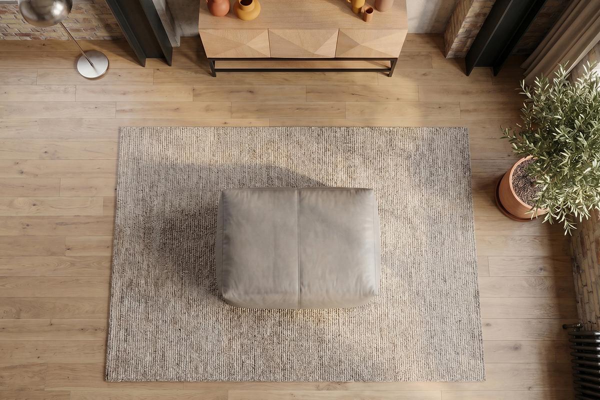 POLSTERHOCKER CELESTE Grau Leder - Grau, Leder/Kunststoff (120/48/80cm) - KAWOLA