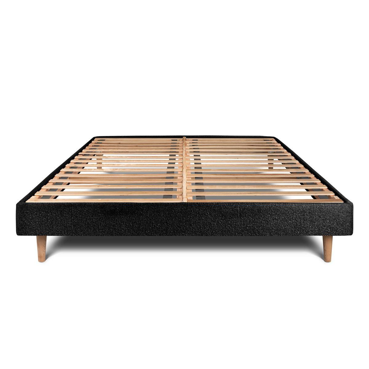 LATTENROST – Bouclé-Stoff– Bausatz zur Selbstmontage - 180x200 cm - Beige/Schwarz, Karton/Holz (180/200cm) - Sommeil de Plomb
