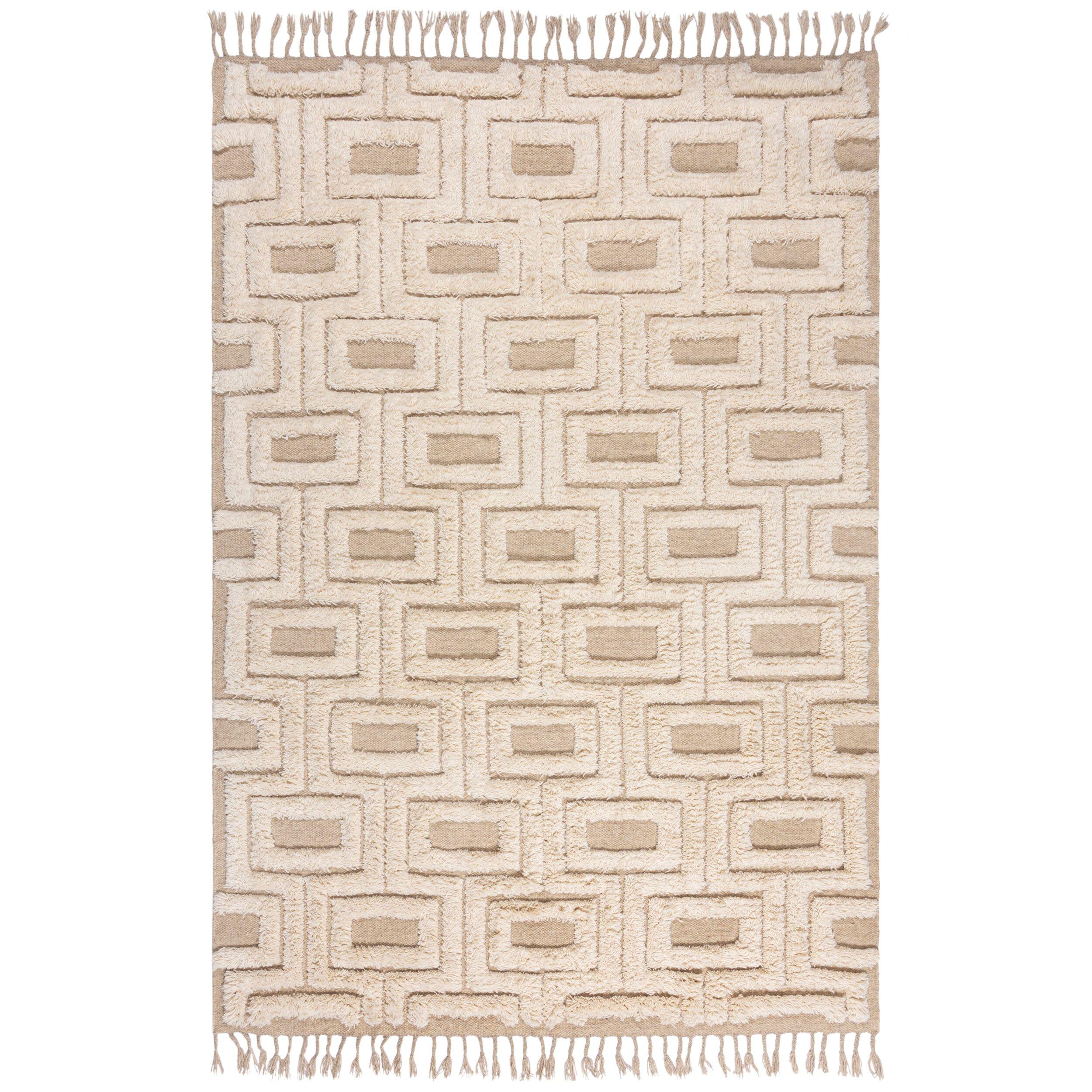 WOLLTEPPICH mit Fransen COPSE, geometrisch, Beige, 120 x 170 cm - Beige, Textil (170/120cm) - KADIMA DESIGN