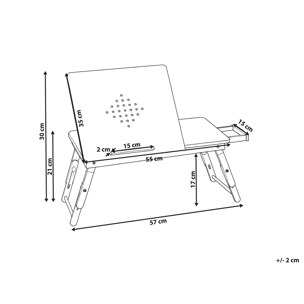 KLAPPBARER Laptoptisch Hellbraun 57/35 cm Orge - Hellbraun/Braun, Holz (35/57/21cm) - Beliani