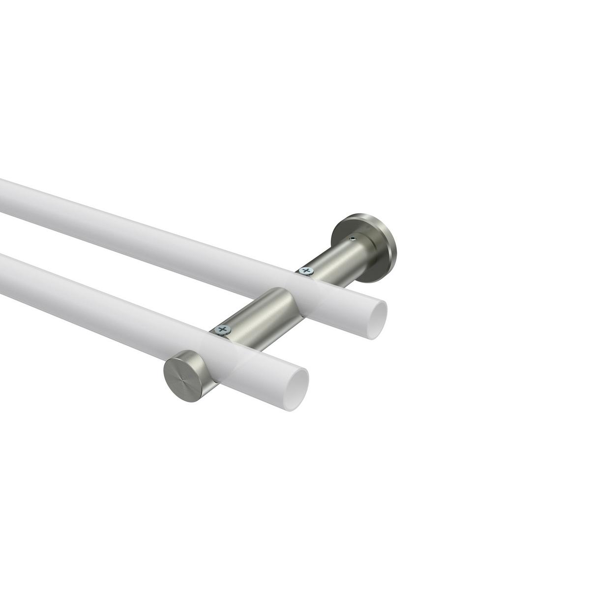 TRÄGER FÜR GARDINENSTANGEN 20 mm Ø, Platon 2-läufig, Edelstahl-Optik - Edelstahlfarben, Metall (16/4/4cm) - INTERDECO