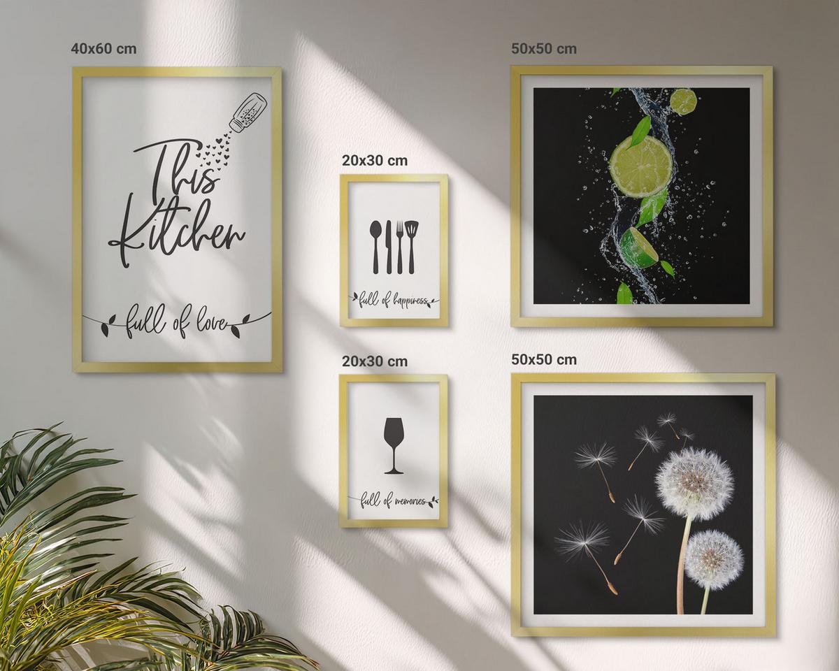 BILDER SET 5er Set - 50x50 cm & 20x30 cm & 40x60 cm Goldrahmen - Blumenposter Paris London - Goldfarben, Kunststoff (40/60cm) - TULUP