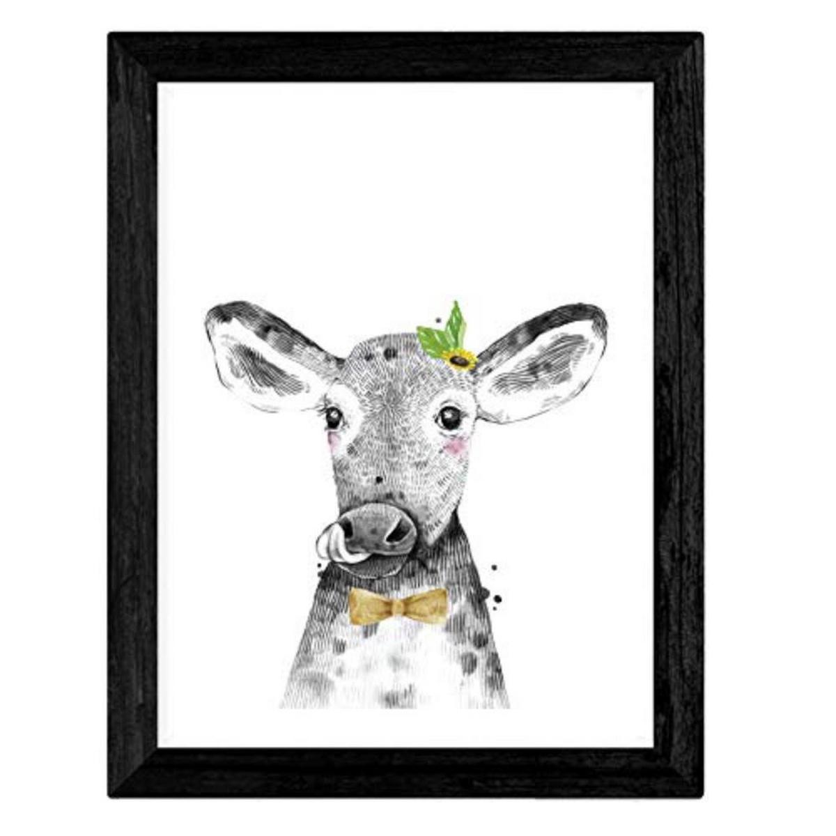 POSTER Set mit 4 „Tiere mit goldenen Accessoires“ A3 Schwarzer Rahmen - Schwarz, Papier (29.7/3cm) - Nacnic