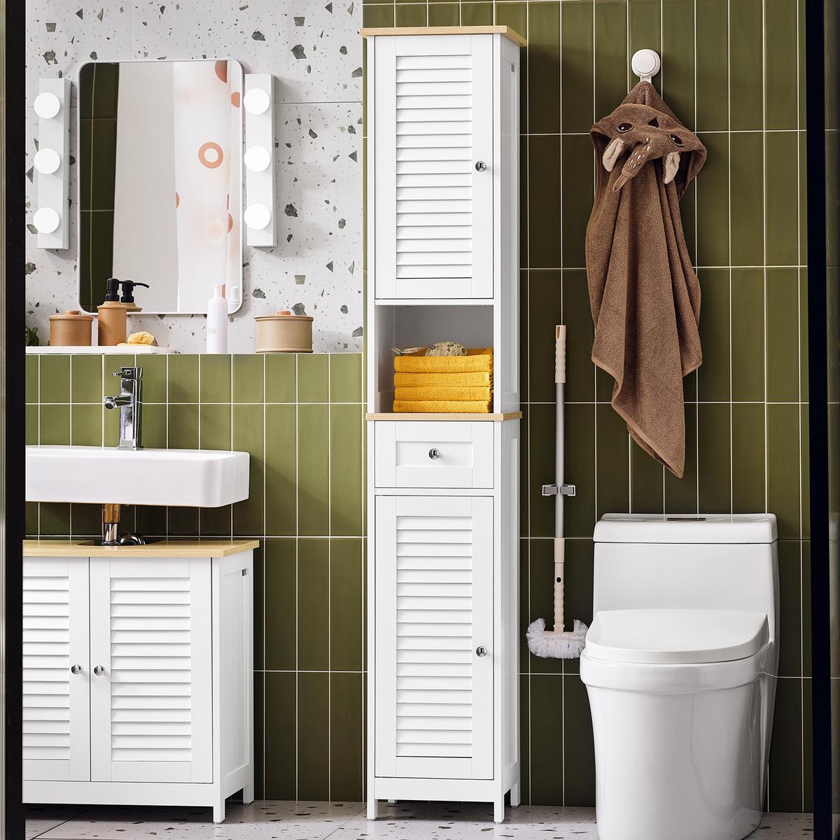 HOCHSCHRANK Weiß - Hellbraun/Weiß, Holzwerkstoff (32/170/30cm) - SoBuy