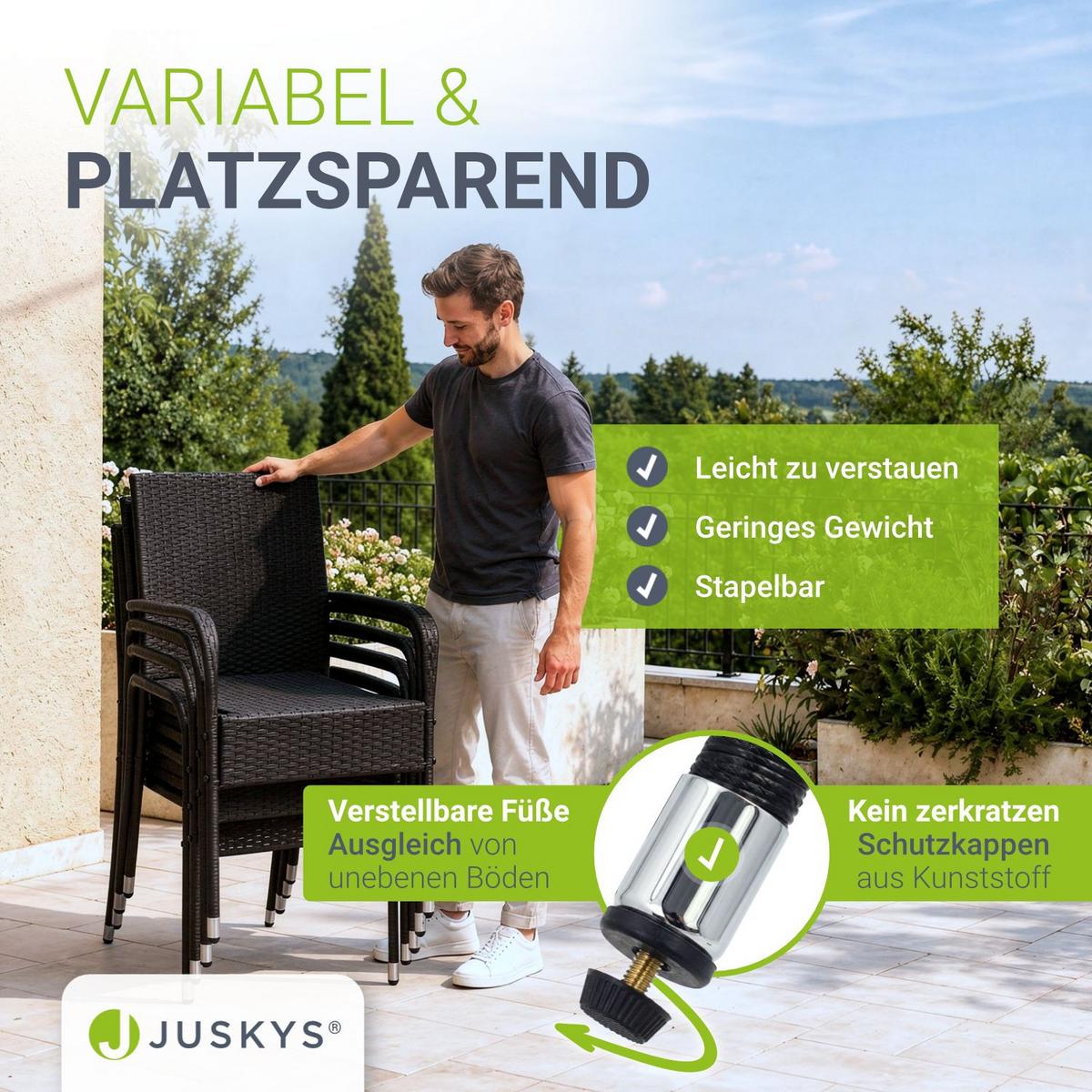 GARTENSTÜHLE Yoro 2er-Set - Schwarz, Kunststoff (50/90/50cm) - Juskys