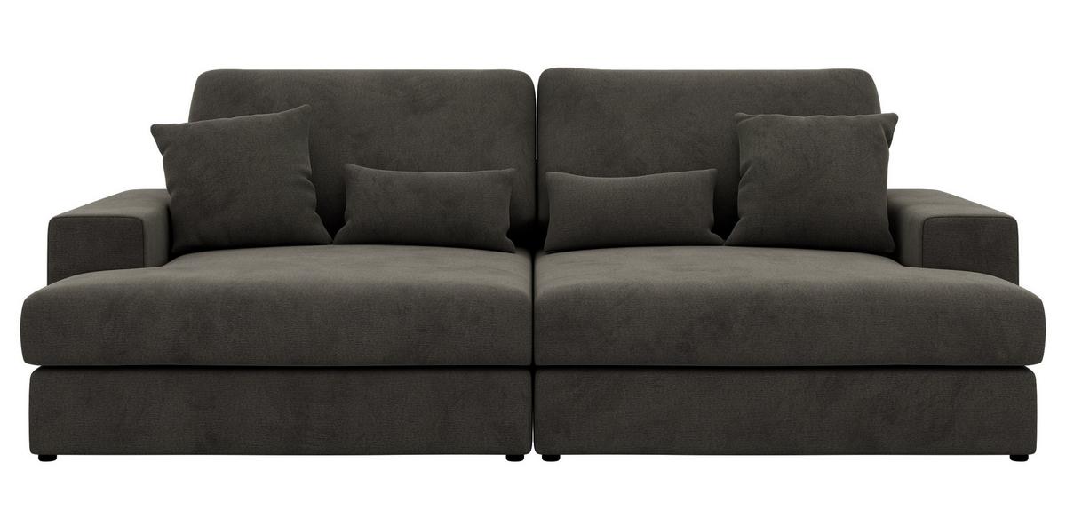 3-SITZER SOFA ANERO - Dunkelgrau Velvet - Dunkelgrau/Schwarz, Kunststoff/Textil (292/107/163cm) - MKS