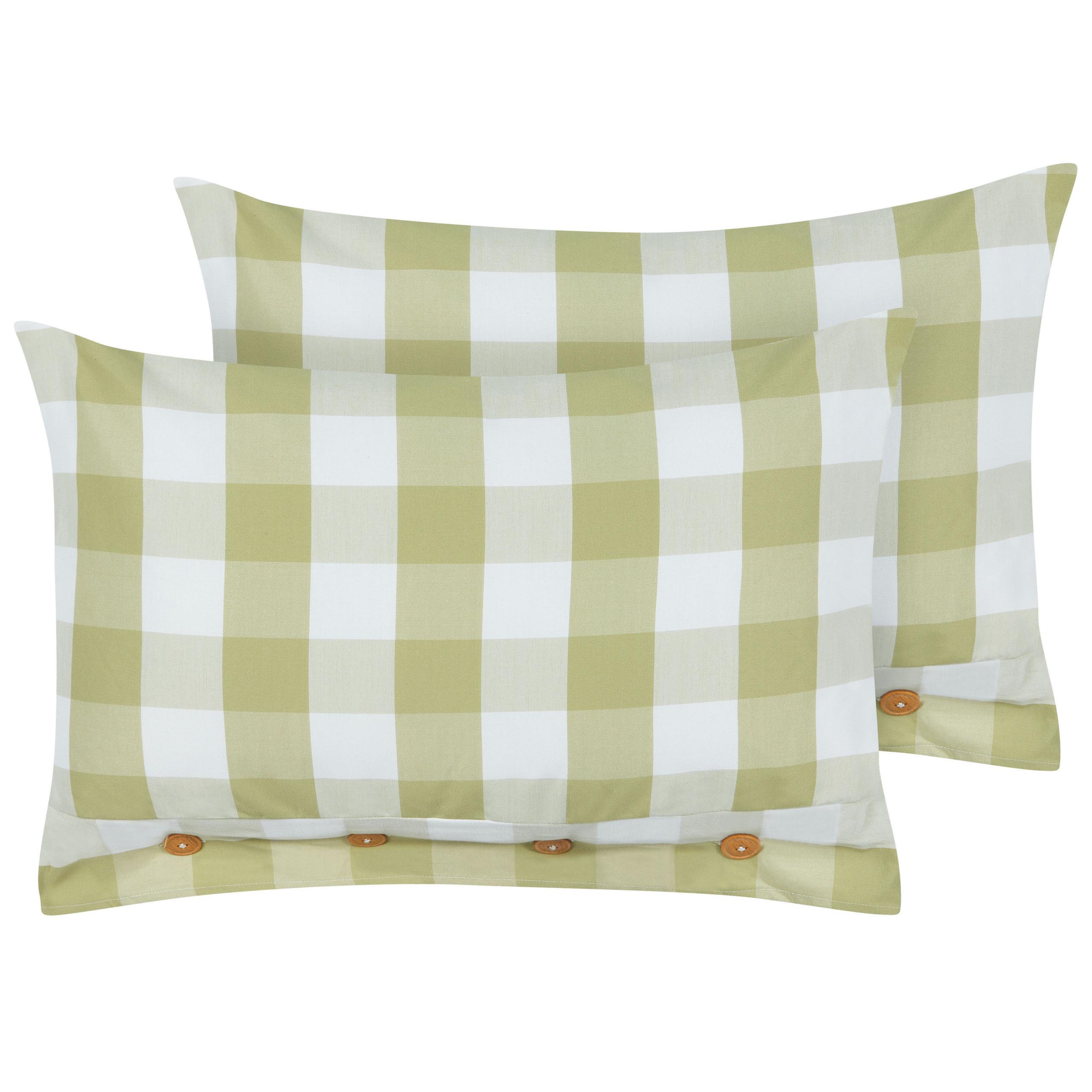 DEKOKISSEN 2er-Set Hellgrün 40/60 cm Tamnine - Hellgrün/Weiß, Textil (60/40cm) - Beliani
